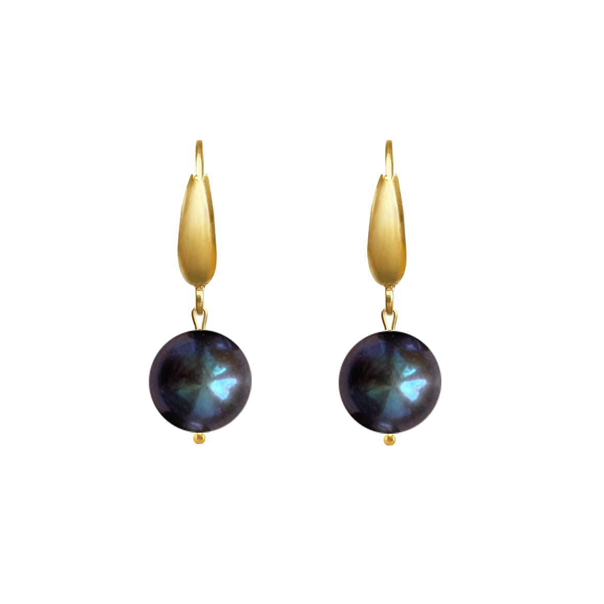 No.8 black GOLD earrings