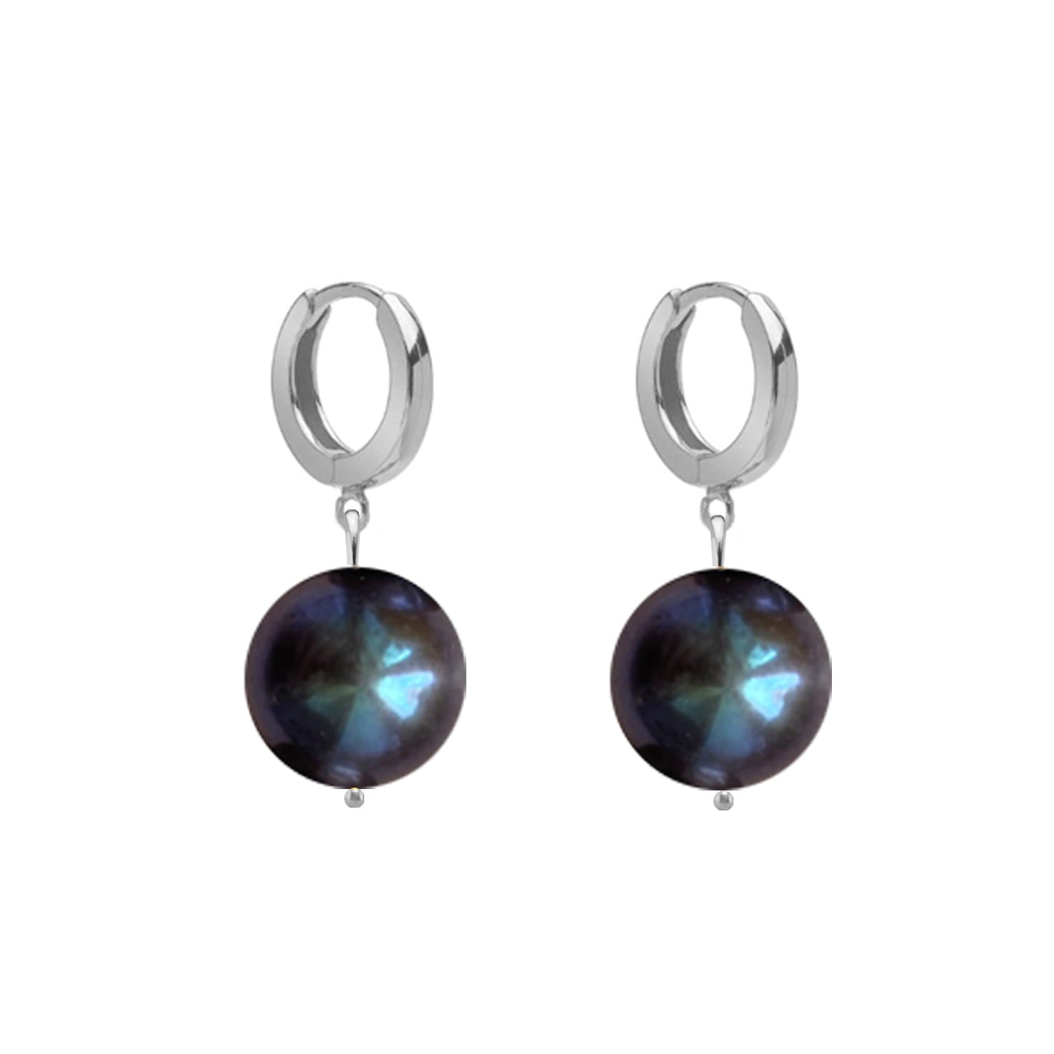 Black pearl earrings no.8 silver