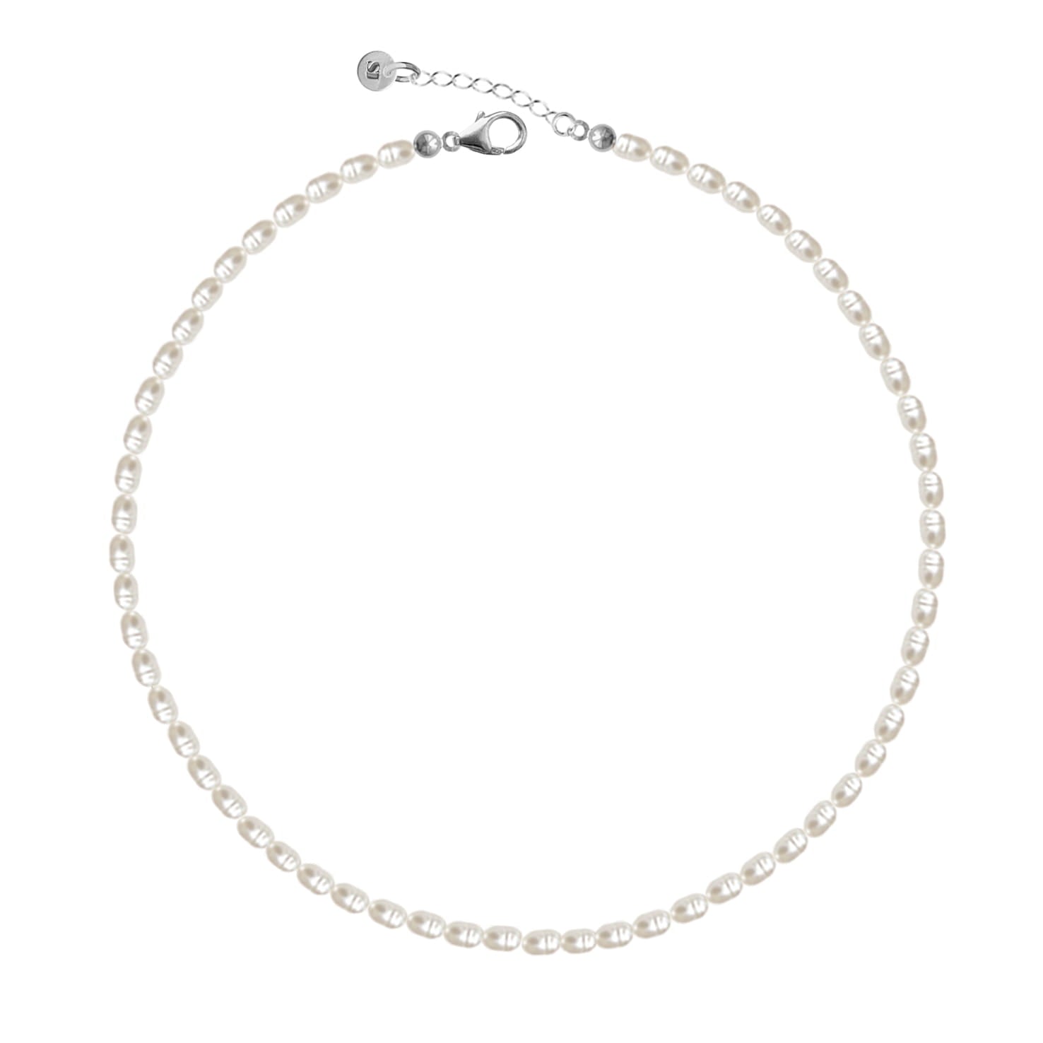 Thin pearl choker no.8 silver