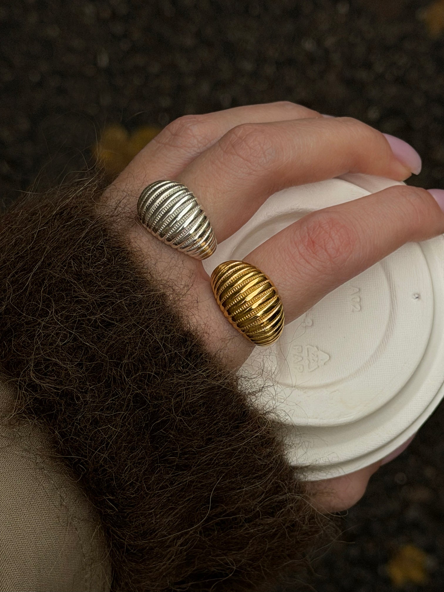 Croissant silver ring