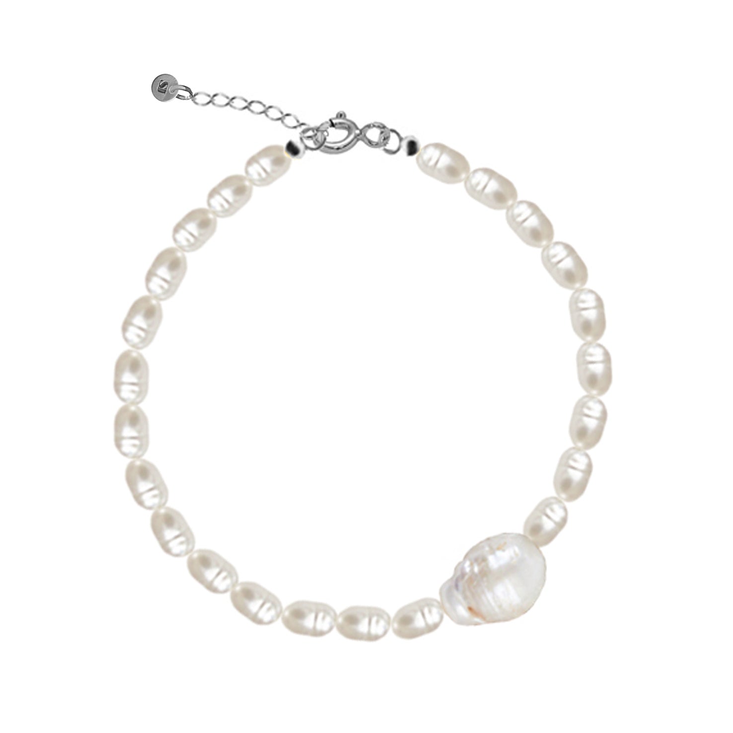 Pearl drop bracelet silver